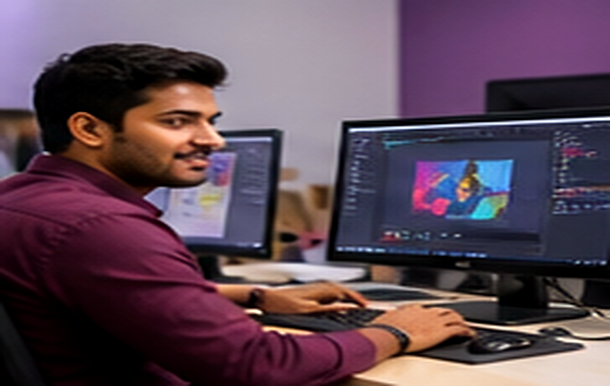 Student completing a professional diploma project